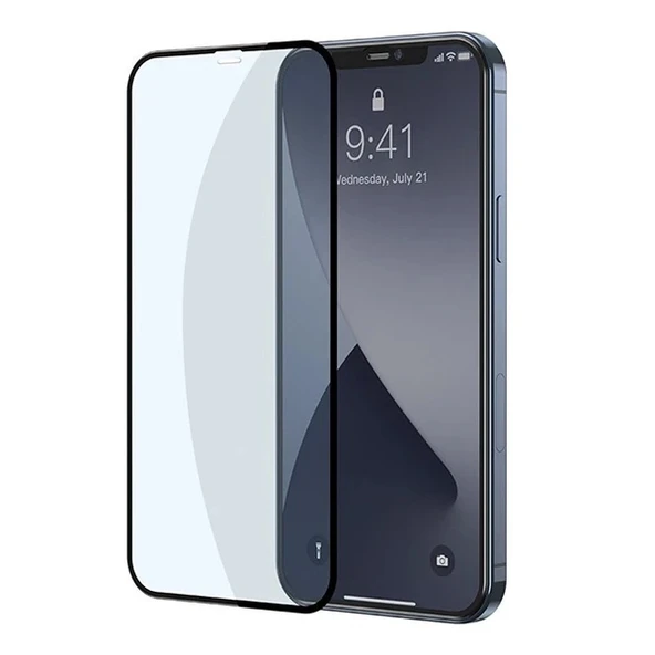 Nevamel Baseus İPhone 12 Mini 5.4 0.3MM Full Anti Blue Light Tempered Cam Ekran Koruyucu 2Adet Set-(5775) ürün görseli 1