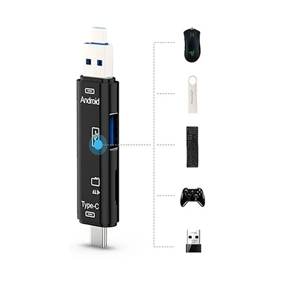 Nevamel Smart Otg 3in1 Type-C Ve Micro Usb Tf Card Reader Otg-(5775) - Resim 5