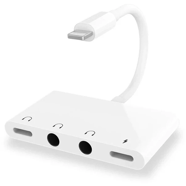 Nevamel ALLY İPhone 14-13-12-11 4in1 Otg Ses Adaptörü Çift DC 3.5MM Jack-(5775) ürün görseli 1