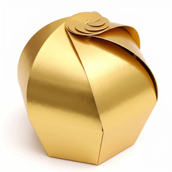 Altın Varak Premium Cupcake - Hediye, Şeker ve Kurabiye Sunum İkram Kutusu (Gold) - 20'li Paket ürün görseli 1