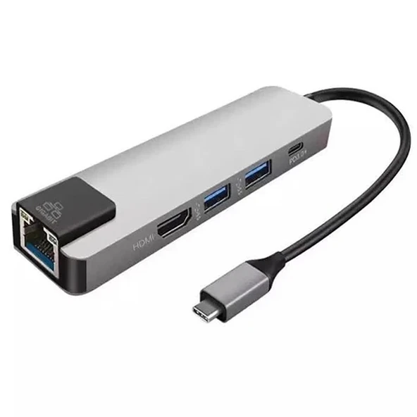 Nevamel ALLY 5İN1  USB 3.1 Type C To HDMI 2xusb 3.0 RJ45 Ethernet Dönüştürücü Adaptör-(5775) ürün görseli 1