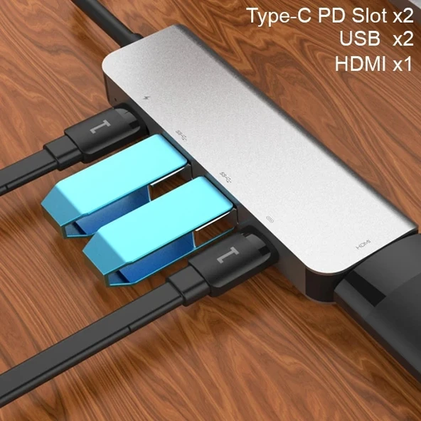 Nevamel Ally Usb (Type-C to 5in1  Hdtv 2xUSB+2x PD) Hub Adaptör Çoklayıcı-(5775) ürün görseli 1