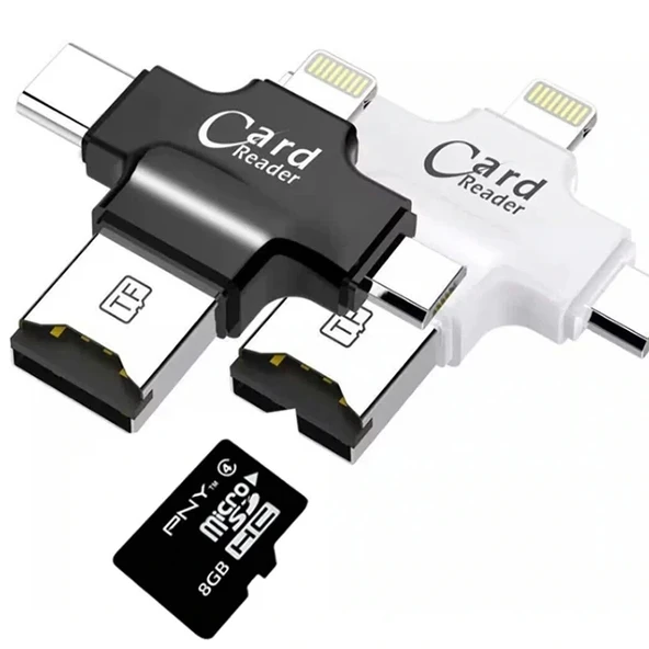 Nevamel Card Reader 4in1 Type-C- İphone Lightning-Micro Usb Hafıza Kart Okuyucu-(5775) ürün görseli 1