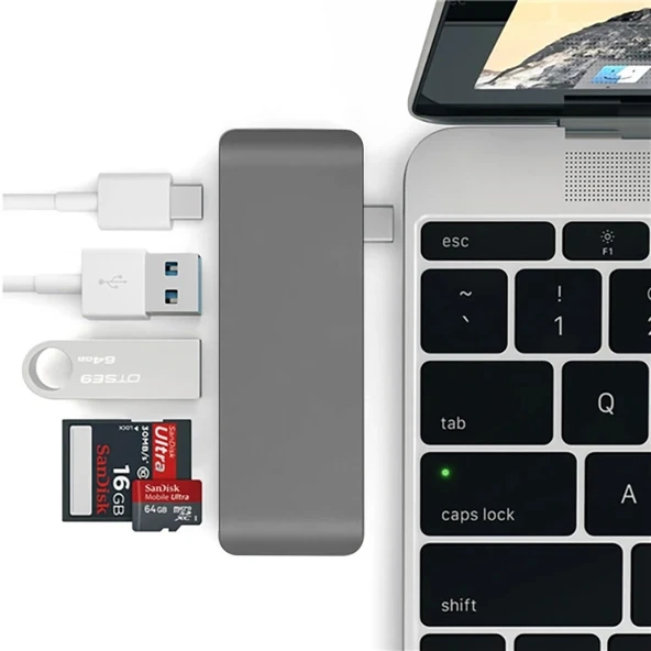 Nevamel Ally 5 İn1 Usb-C Hub 3.0 Type-C Şarj Kart Reader Type-C Bütün Cihazlar İçin-(5775) ürün görseli 1