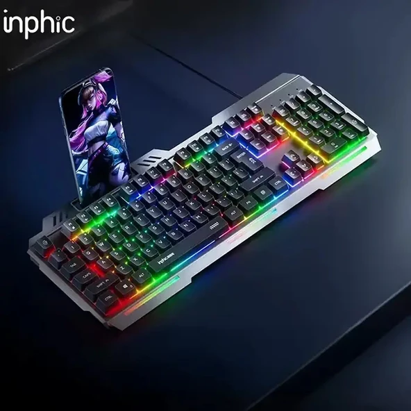 Nevamel Inphic K2 USB Kablolu Oyun Klavyesi 104-Key Sessiz Oyun Klavyesi Bilgisayar Laptop için Cep telefonu yerleştirme ürün görseli 1