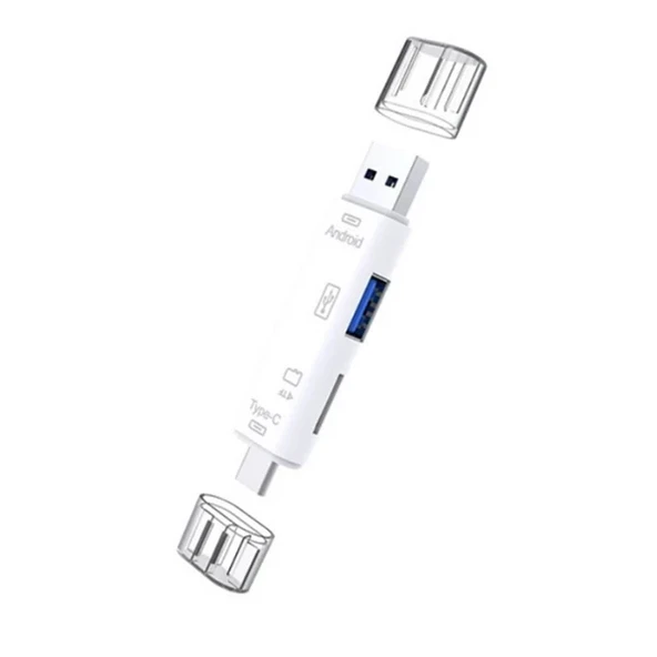 Nevamel Smart Otg 3in1 Type-C Ve Micro Usb Tf Card Reader Otg-(5775) - Resim 3