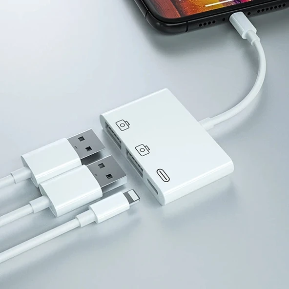 Nevamel ALLY 3in1 İPhone/İPAD lightning To Usb Kamera Okuyucu-(5775) ürün görseli 1