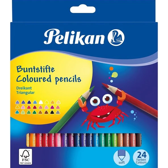 Pelikan Kuru Boya Kalemi Üçgen 24 Renk ürün görseli 1