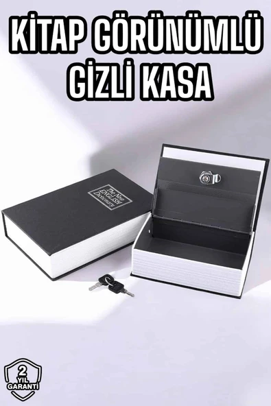 Nevamel Büyük Boy Anahtarlı Kitap Görünümlü Gizli Kasa Çelik Kasa Altın Kasası ürün görseli 1