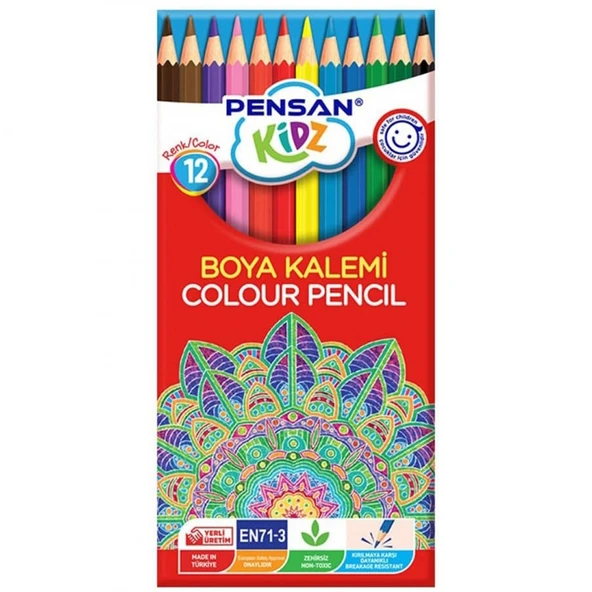 Pensan Kidz Kuru Boya Kalemi 12 Renk Tam Boy ürün görseli 1