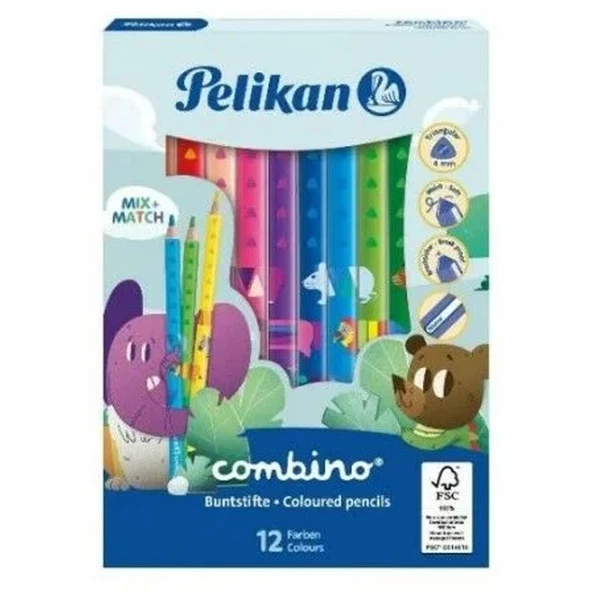 Pelikan Kuru Boya Kalemi Combino Jumbo Üçgen 12 Renk ürün görseli 1