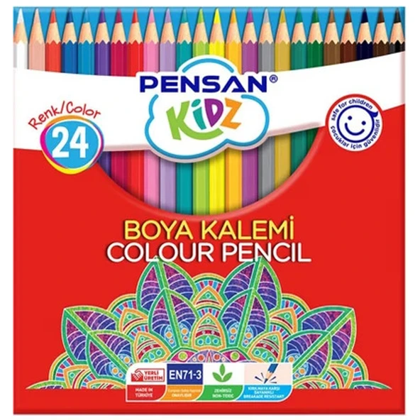 Pensan Kidz Kuru Boya Kalemi 24 Renk Tam Boy ürün görseli 1