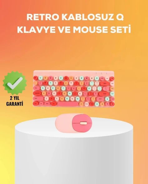 Nevamel Renkli Retro Tuş Takımlı Klavye – 3 Cihaz Bağlantısı Medya Kısayol Tuşları ürün görseli 1