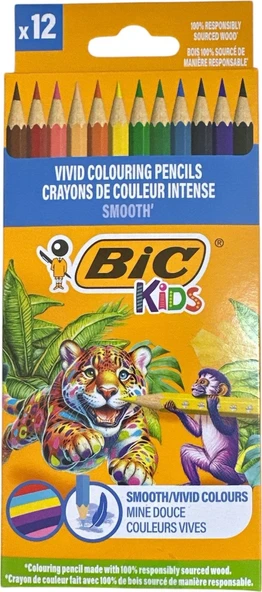 Bic Kids Smooth Kuru Boya Kalemi 12 Renk ürün görseli 1