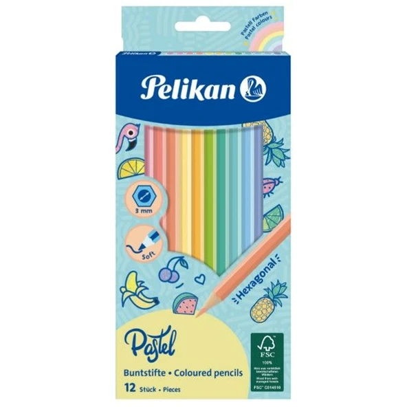 Pelikan Kuru Boya Kalemi Pastel Renkler 12 Renk ürün görseli 1