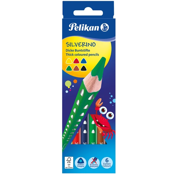 Pelikan Kuru Boya Kalemi Silverino Jumbo Üçgen 6 Lı 700610 ürün görseli 1