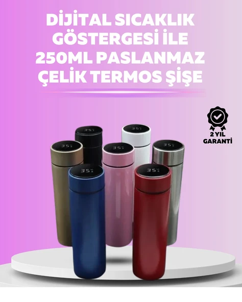 Nevamel LED Sıcaklık Ölçerli 250 ml Yalıtımlı Termos Şişe ürün görseli 1
