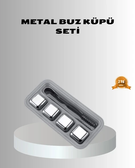 Nevamel Paslanmaz Metal Buz Küpleri Seti Klipsli Sulandırmadan Soğutma Özellikli ürün görseli 1