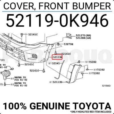 Toyota Hilux Ön Tampon Sis Ve Dodik Delikli 2004- (Oem No:  521190K946) ürün görseli 1