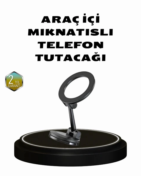 Nevamel 360° Dönebilen Katlanır Manyetik Araç Telefon Tutucu – MagSafe Uyumlu Kompakt ve Şık Tasarım ürün görseli 1