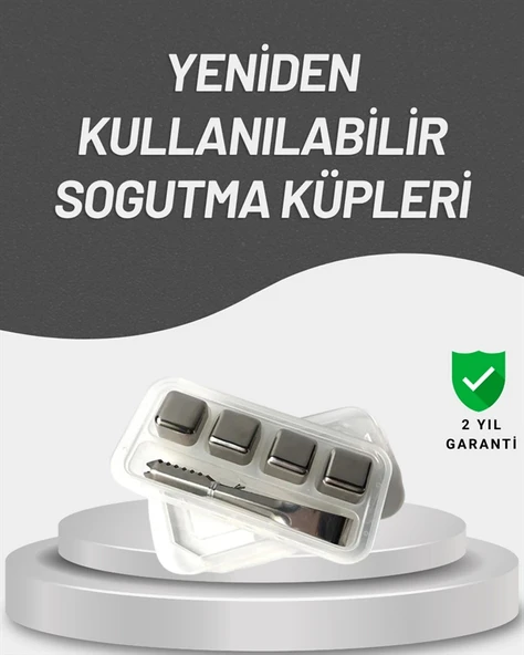 Nevamel Çevre Dostu Metal Buz Küpü ve Kullanışlı Klips Seti ürün görseli 1
