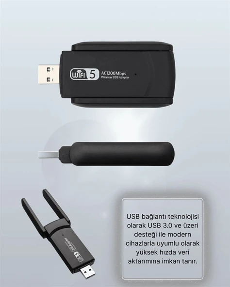 Nevamel USB WiFi Adaptör – 1200 Mbps Hız - Resim 5
