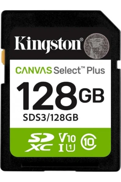ERDO KINGSTON 128GB Canvas Select Plus Gen3 SDXC UHS-I U1 V10 150MB/s C10 SDS3/128GB ürün görseli 1