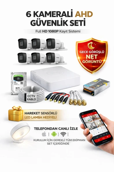 Hikvision Colorvu Gece-karanlıkta 7/24 Renkli 6 Kameralı Set 1tb 7/24 Hdd ürün görseli 1