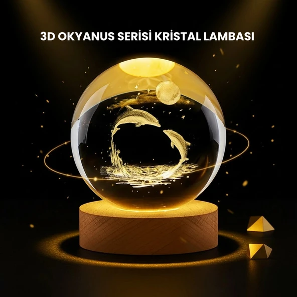 Nevamel® LED Işıklı Yunus Küre Ahşap Standlı Modern Dekoratif Aksesuar ürün görseli 1