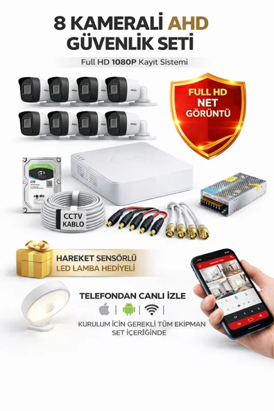 Hikvision Colorvu Gece Karanlıkta 7/24 Renkli 8 Kameralı AHD Set 1TB 7/24 Hdd ürün görseli 1