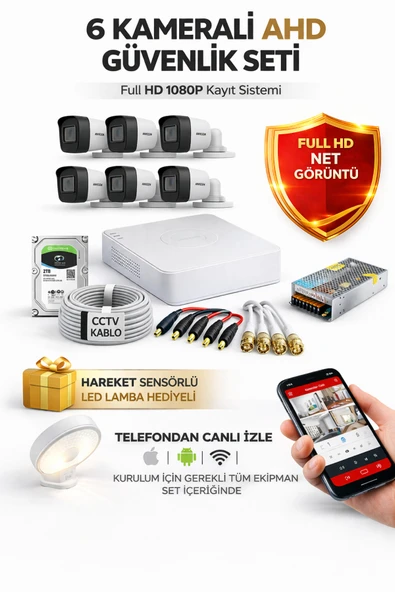 Netra Teknoloji Güvenlik Sistemleri 6 Kameralı AHD Güvenlik Kamera Hazır Set 500GB ürün görseli 1
