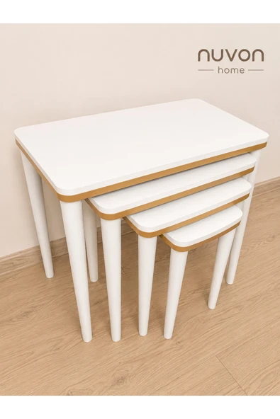 NUVON HOME Luna 4lü lüx ahşap zigon sehpa ürün görseli 1