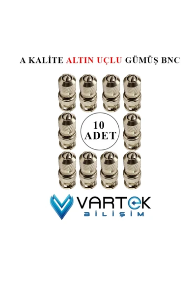 VARTEK BİLİŞİM 10 Adet Gümüş Bnc Konnektör Vidalı Ahd Tvı Cvı Cvbs ürün görseli 1