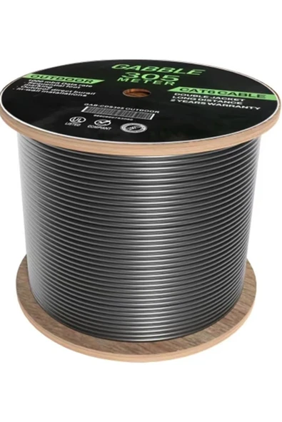 GABBLE GABBLE305 METRE 23 Awg Outdoor Cat6 Siyah Dış Ortam Kablo 0.57mm A++ Kalite ürün görseli 1