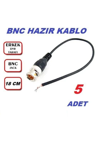 Cesur 5 Adet Hazır Bnc Kablo Bnc Jack Cctv Ahd Kamera Dvr Nvr Bnc Uç ürün görseli 1