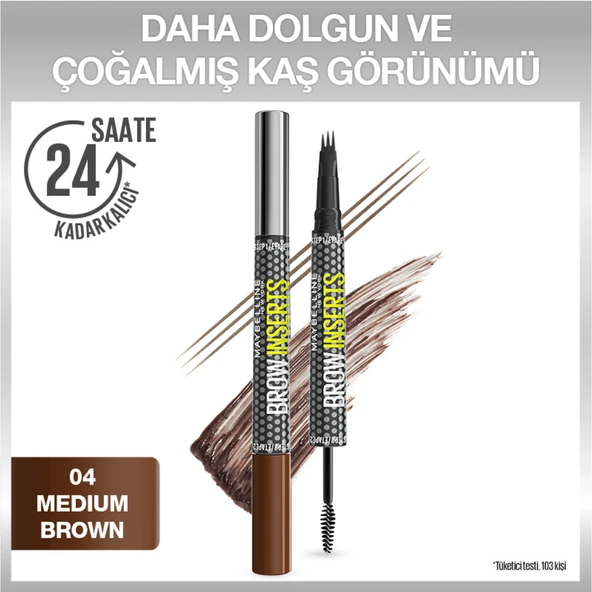 Maybelline New York Brow Insert Çift Uçlu Kaş Kalemi – 04 Medium Brown ürün görseli 1