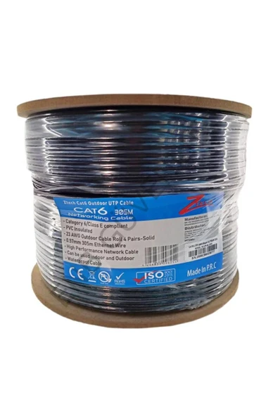 ZTECH CAT 6 KABLO 23 AWG YER ALTI SİYAH 305 MT ürün görseli 1