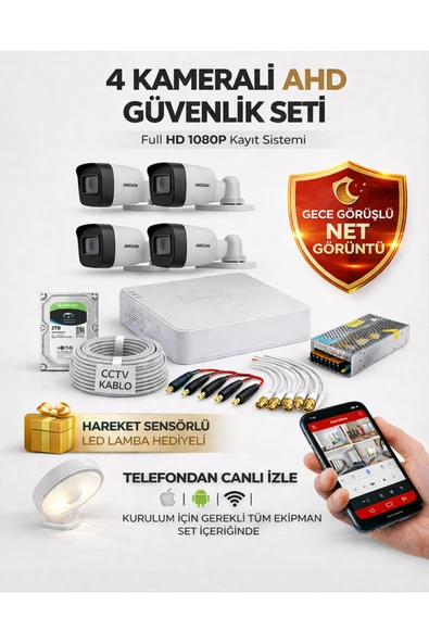 Hikvision Colorvu Gece-karanlıkta Renkli 4 Ahd Kameralı Güvenlik Kamera Seti 500GB ürün görseli 1