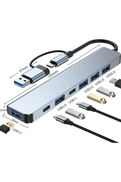 esplendor espshopx Type-C 7in1 Usb 3.0 Hub, USB/Type-c To USB A, USB C uyumlu Çevirici, 1119939 ürün görseli 1