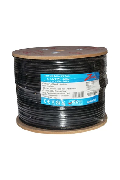 ZTECH 305M 0.57MM 23AWG OUTDOOR CAT6 KABLO SIYAH ürün görseli 1