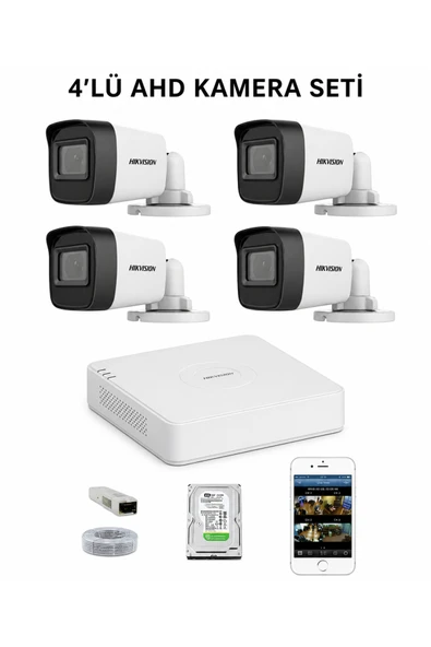 Hikvision 4 Kameralı AHD Güvenlik Sistemi 1tb (ARAÇ VE INSAN ALGILAMA) ürün görseli 1