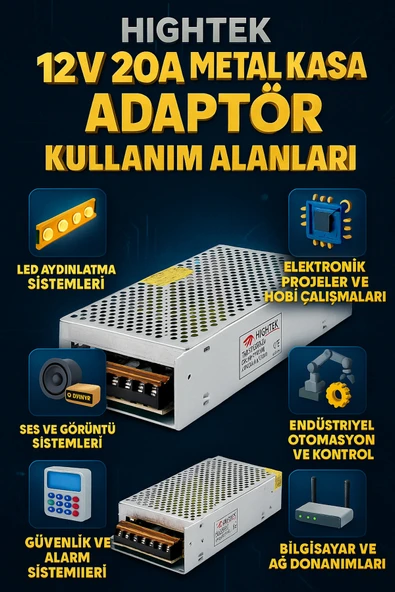 HIGTECH ADAPTÖR 12V 20A METAL KASA HIGHTEK HT-1118 ürün görseli 1