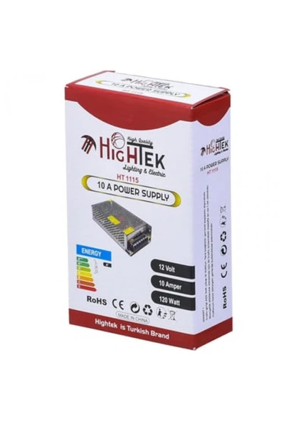 Hightek 12 volt 10 amper 120 watt metal adaptör ürün görseli 1