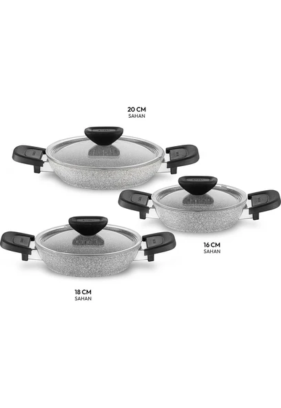 Emsan Fortis Granit 6 Parça Sahan Seti - Gri - Resim 6