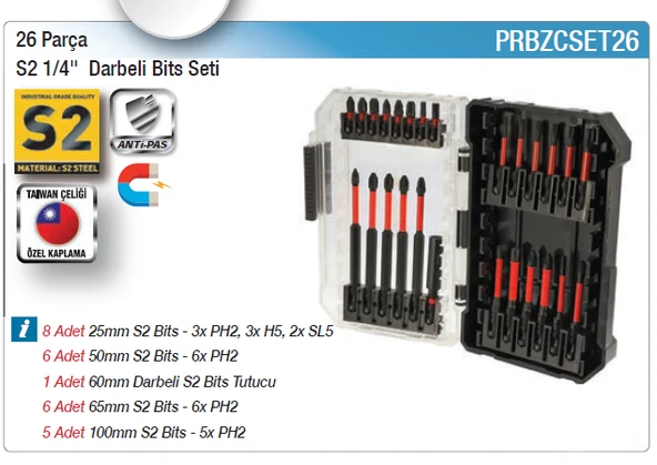 NT 26 PARÇA S2 MIKNATISLI BİTS SETİ ürün görseli 1