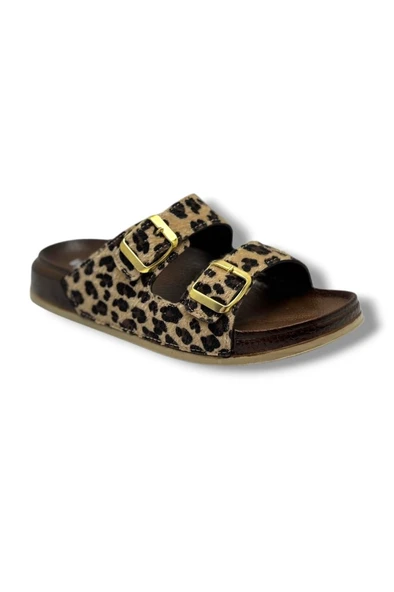 Witta 55204-26 Leopar Desenli Çift Bant Tokalı Anatomik Kadın Terlik 36-40 ürün görseli 1