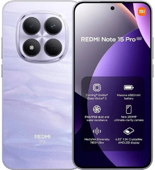 Xiaomi REDMI Note 15 Pro 5G 8 GB+256 GB Mor (İthalatcı Garantili) ürün görseli 1