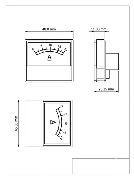 Ampermetre Analog 48x45 20A - Resim 3