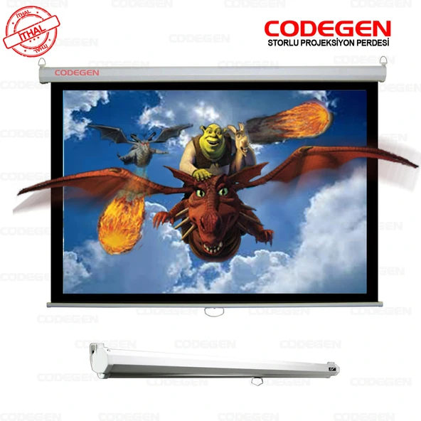 Codegen AX-18 180x180 cm Storlu Manuel Projeksiyon Perdesi (Arkası Siyah Fonlu) ürün görseli 1
