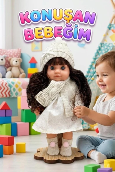 Lucia Girl Konuşan 35 cm - Etkileşimli Kolları Bacakları ve Kafası Et Kutulu Atkılı Oyuncak Bebek ürün görseli 1